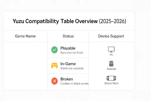 Yuzu Compatibility List 2025–2026 | Which Games Run, Lag, or Fail?