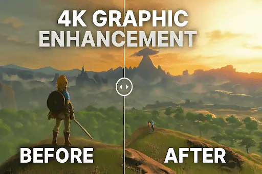 4K graphics enhancement comparison before and after on Yuzu emulator