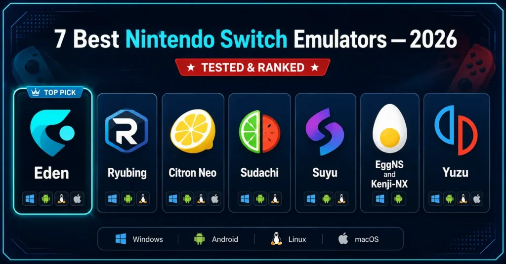 7 best Nintendo Switch emulators in 2026, tested and ranked, with Eden as the top pick for cross-platform support